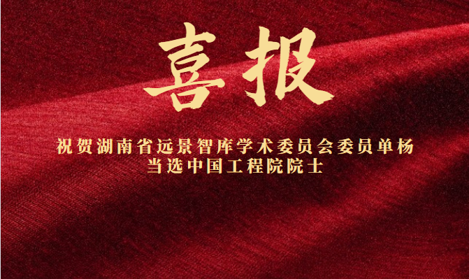 祝賀湖南省遠(yuǎn)景智庫學(xué)術(shù)委員會(huì)委員單楊教授當(dāng)選中國(guó)工程院院士